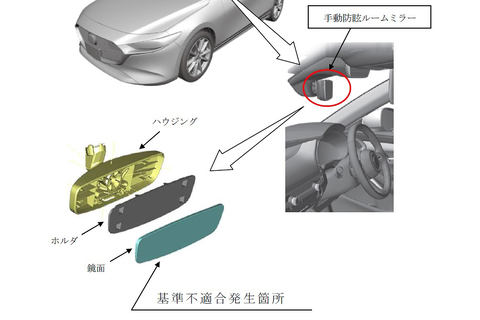 マツダ Mazda3 計115台リコール ルームミラー鏡面脱落し後方確認できなくなるおそれ Car Watch