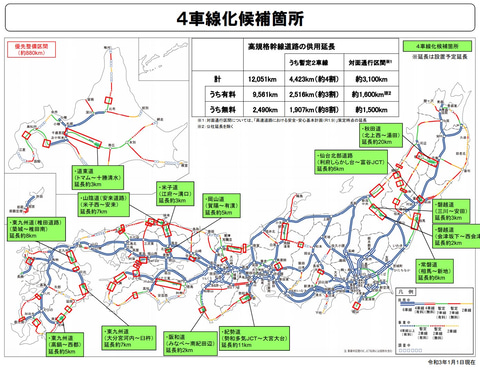 国交省 新たに14箇所で高速道路の暫定2車線区間を4車線化へ Car Watch