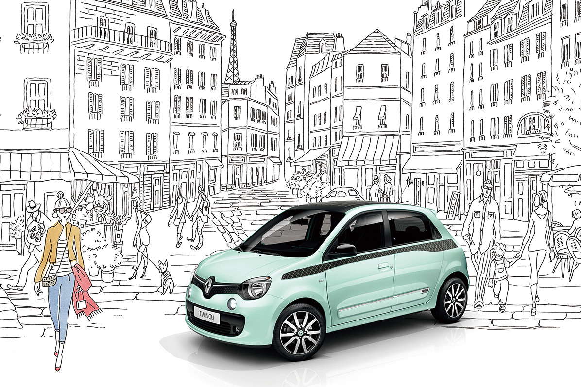 ルノー ピスタチオの緑 で内外装を彩った限定車 トゥインゴ ラ パリジェンヌ Car Watch