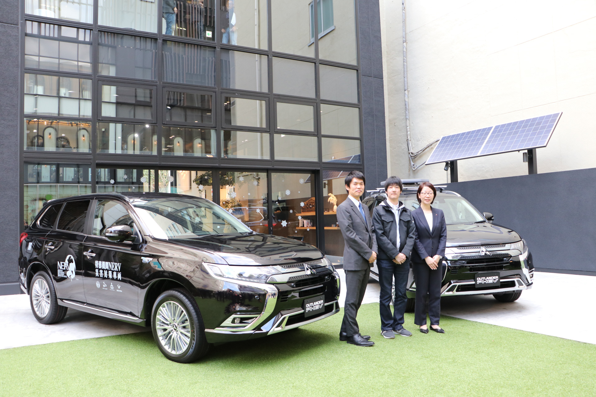 三菱自動車、ゲヒルン、スカパーJSATが共同制作した「特務機関NERV災害