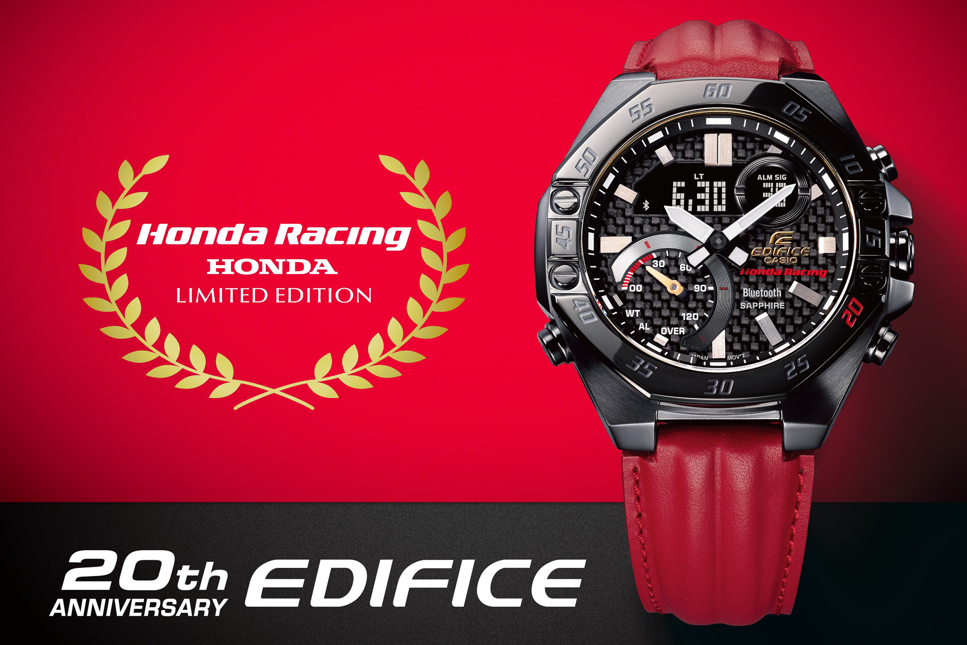 カシオ、エディフィス20周年を記念する「Honda Racing」コラボモデル