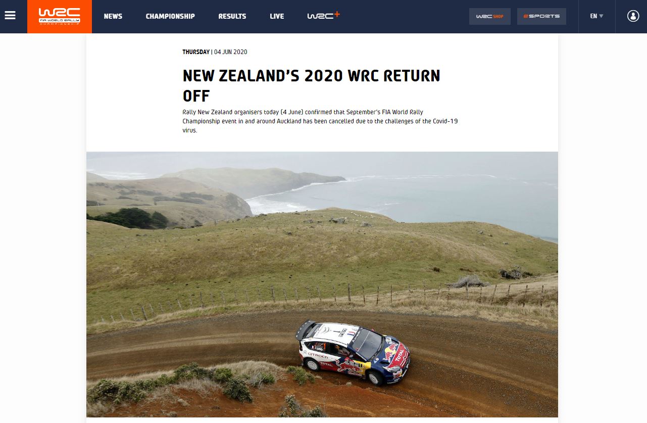 Wrc ラリー ニュージーランドが開催中止に Car Watch