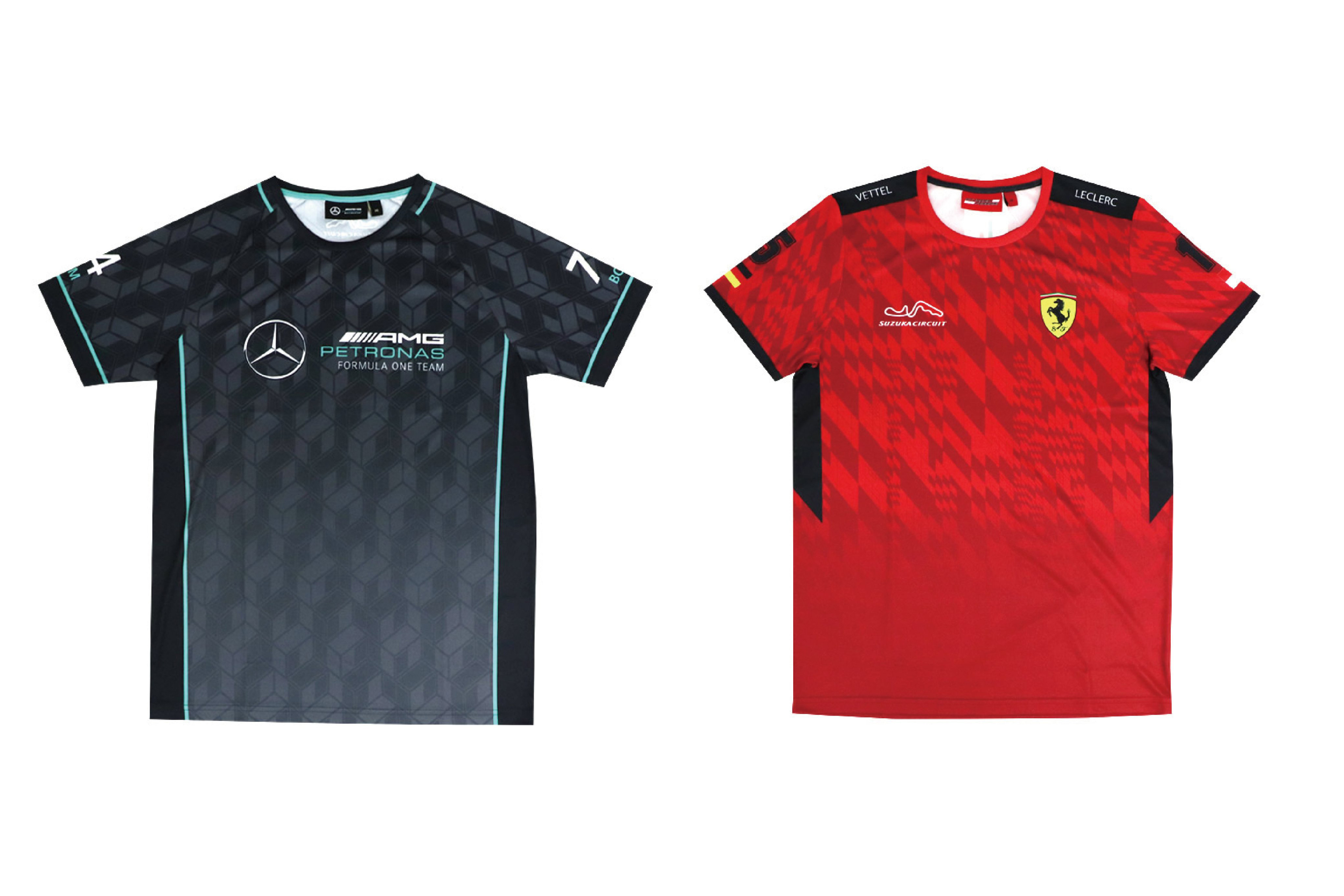鈴鹿サーキット、メルセデスとフェラーリのF1チームコラボTシャツ 先行予約受付開始 - Car Watch