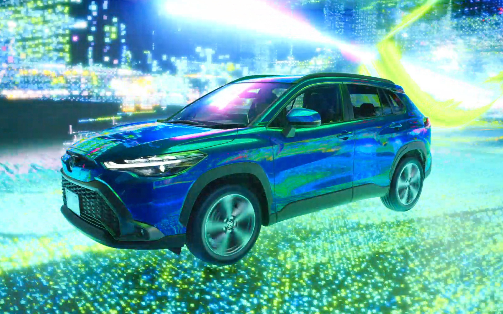 トヨタ 新型 カローラクロス の魅力を光のアートで表現した新cm放映開始 楽曲は Vaundy が提供 Car Watch