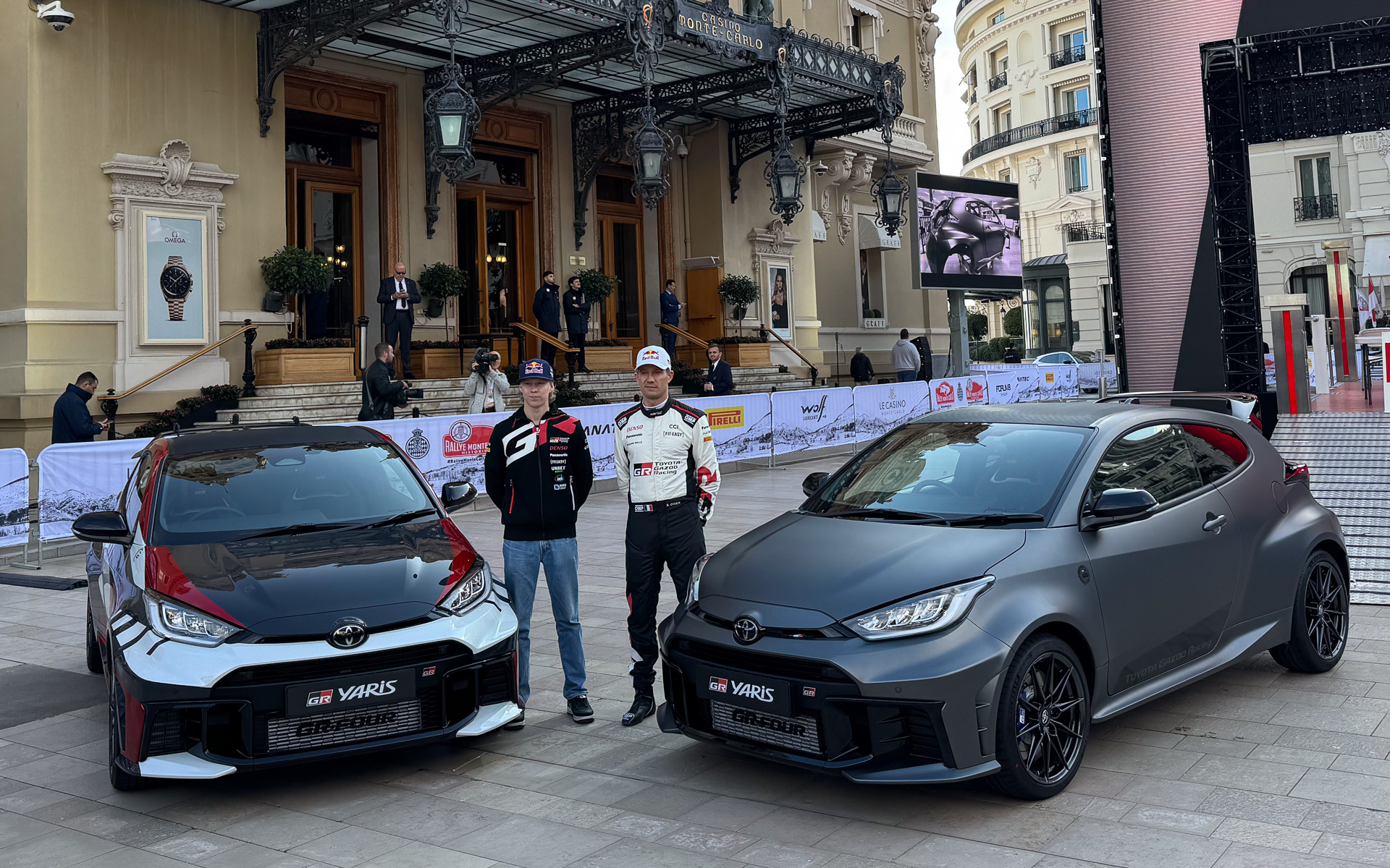 トヨタ、WRC第1戦ラリー・モンテカルロで進化型GRヤリスWRCドライバーエディションを世界初披露 オジエ選手とロバンペラ選手がアンベール
