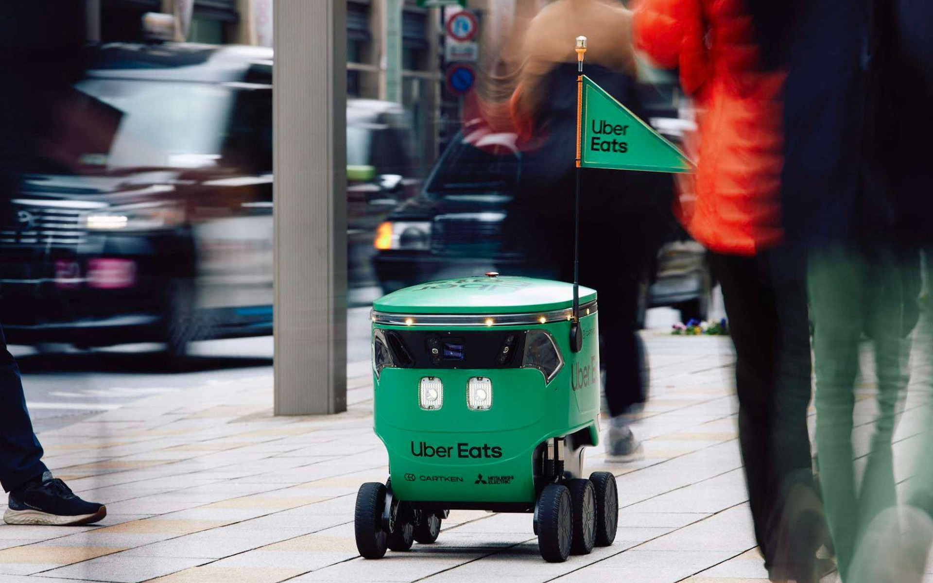 Uber Eats、米国に続き世界2か国目の「ロボットデリバリーサービス」を3月中に東京都内で開始へ 三菱電機やCartkenと業務提携 - Car  Watch