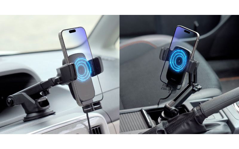 サンワサプライ、自動開閉アーム搭載のワイヤレス充電対応スマホ車載 サンワサプライ、自動開閉アーム搭載のワイヤレス充電対応スマホ車載