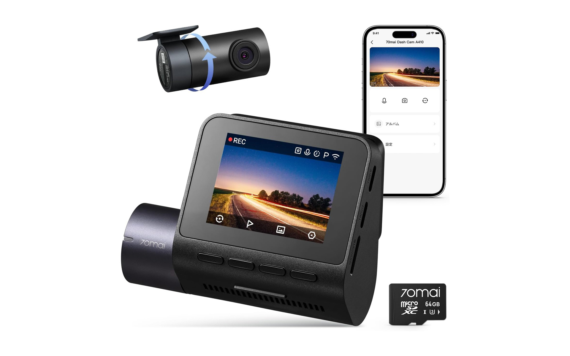 800万画素超強暗視+128GB 【ほぼ新】70mai Dash Cam 4K A800SE