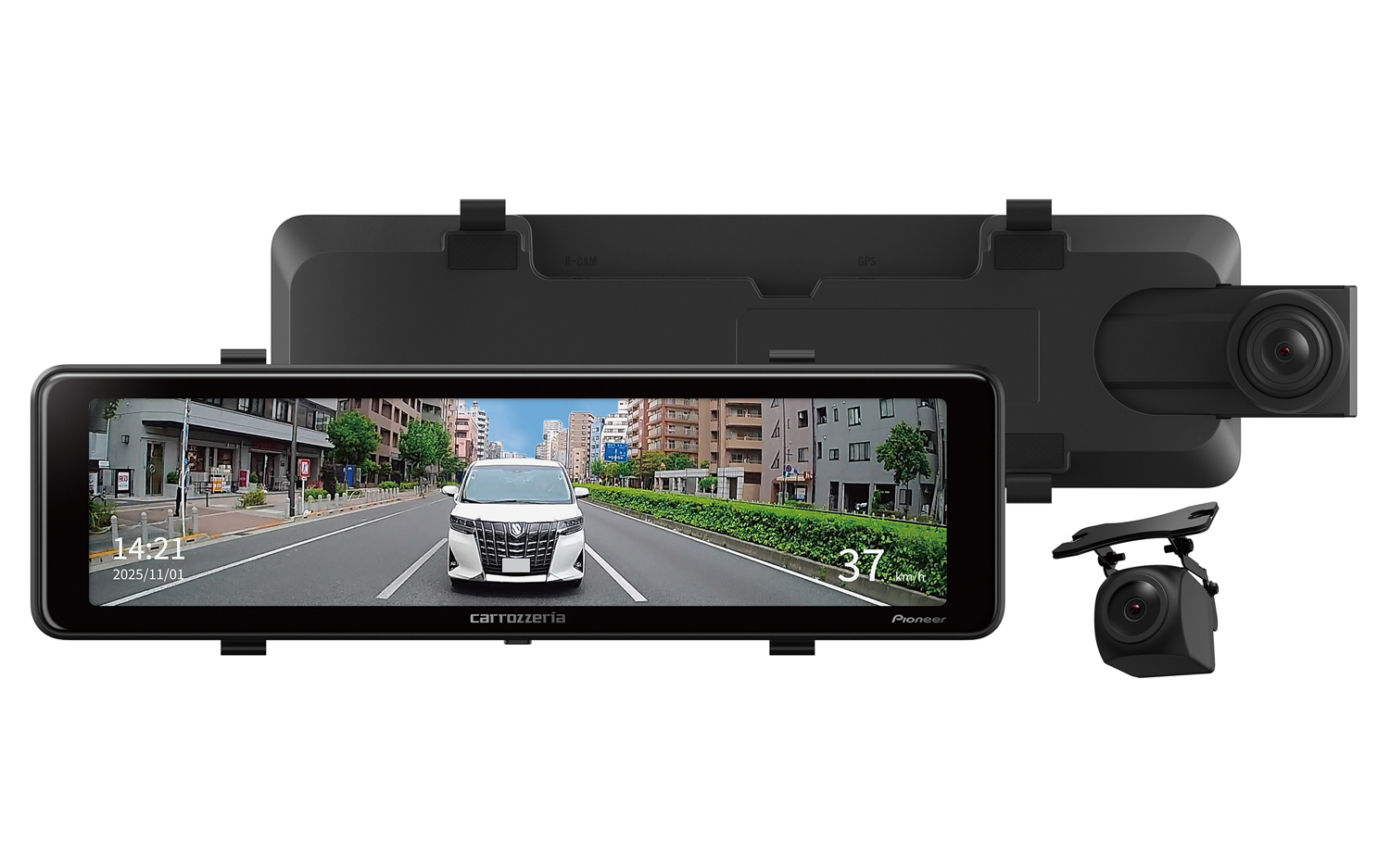 パイオニア、前後2カメラタイプのデジタルミラー型ドライブ
